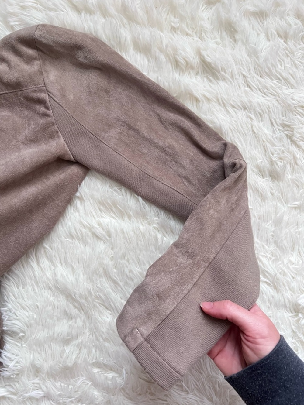 BB Dakota Faux Suede Open Cardigan Jacket in Stone - Picture 5 of 5